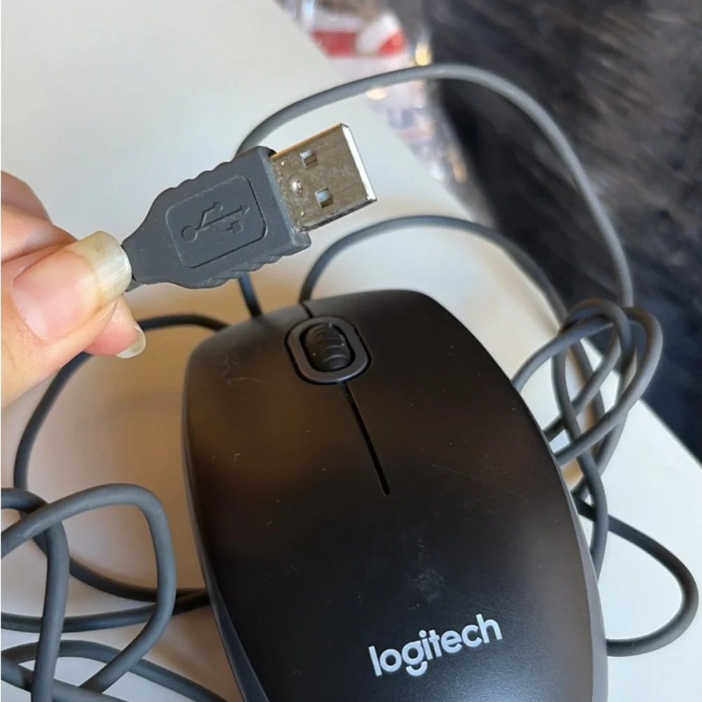 Logitech Black Wired USB Optical Mouse with Scroll Wheel